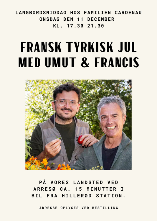 Billet: Umut & Francis Langbordsmiddag hos CARDENAU - Onsdag den 11 December 2024