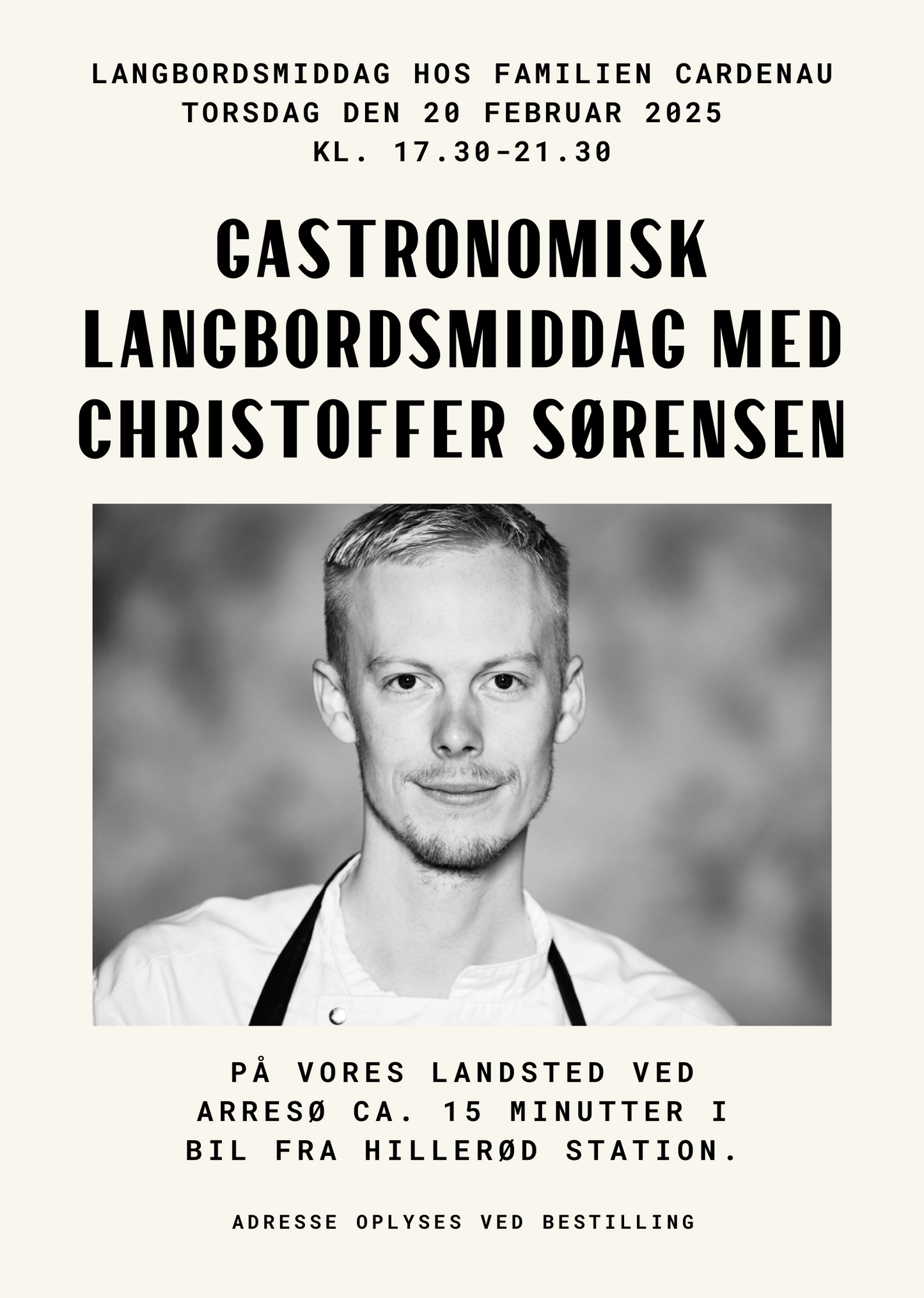 Billet: Langbordsmiddag Christoffer Sørensen - Torsdag den 20 Februar 2025